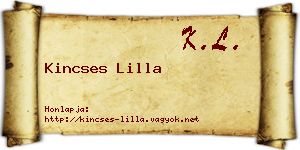 Kincses Lilla névjegykártya